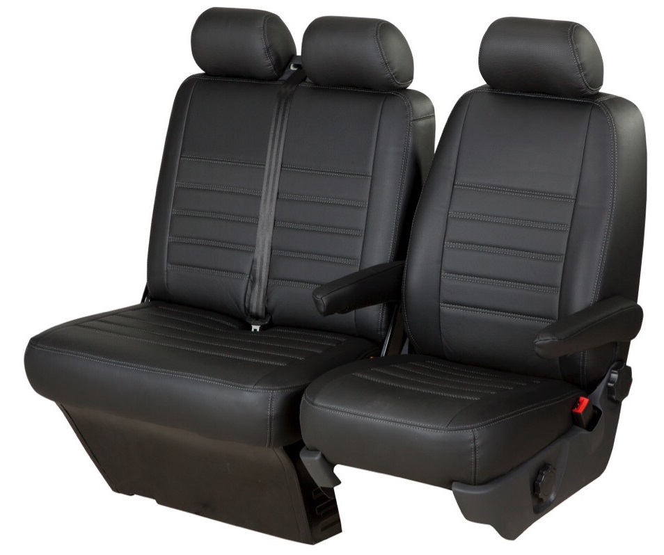 2x Maß Sitzauflage Sitzbezüge Schwarz Kunstleder für Renault